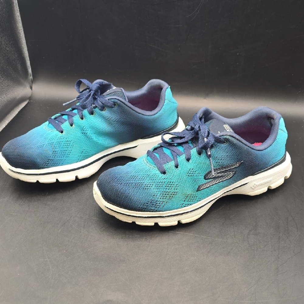 Skechers Teal to Navy Ombre Lace-Up Sneakers